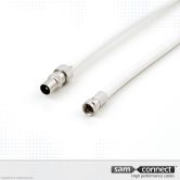 Coax RG 59 kabel, IEC naar F, 1.5 m, m/m